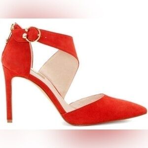 LOUISE ET CIE JENNOX HEEL Womens 5.5 or 36 Medium Red Suede